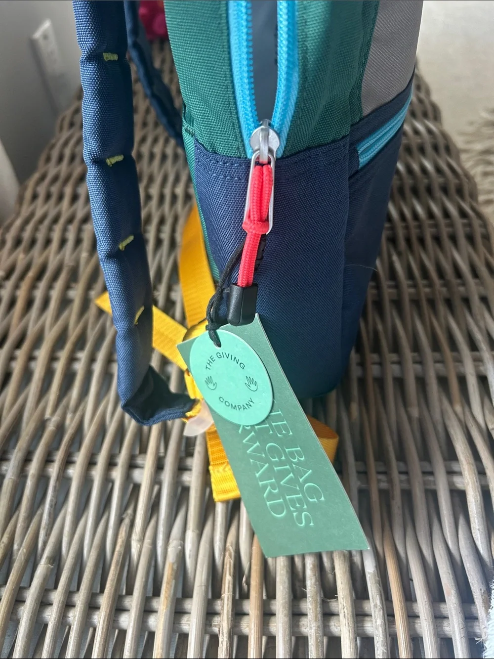 Mini STATE Colorblock Kids Backpack in Green/Navy/Cream with Yellow Accents